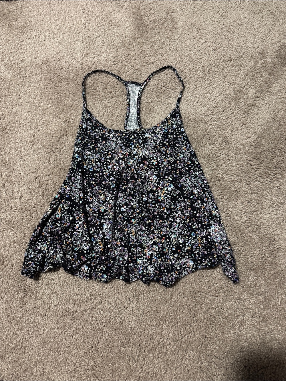 Decree Black Multicolor Floral Racerback Camisole